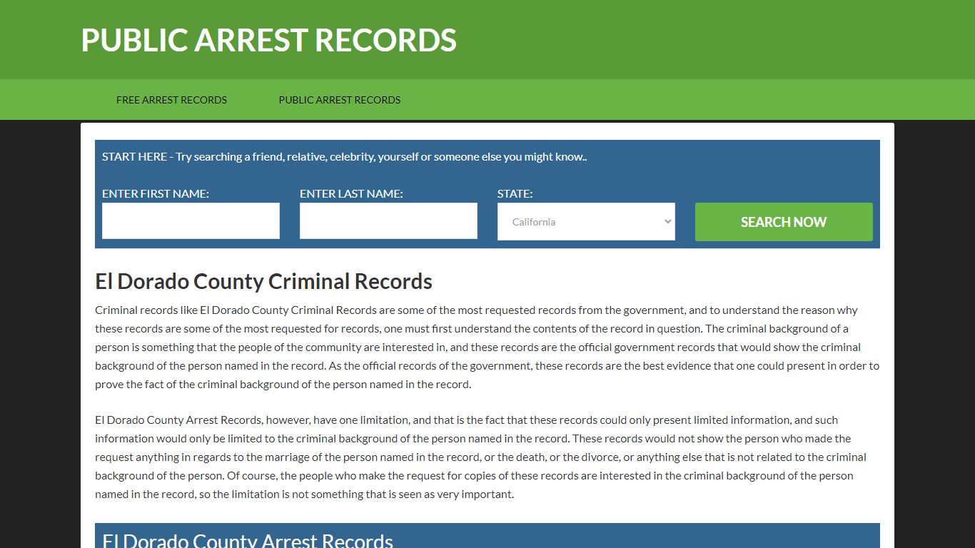 El Dorado County Criminal Records | Get Instant Reports On ...