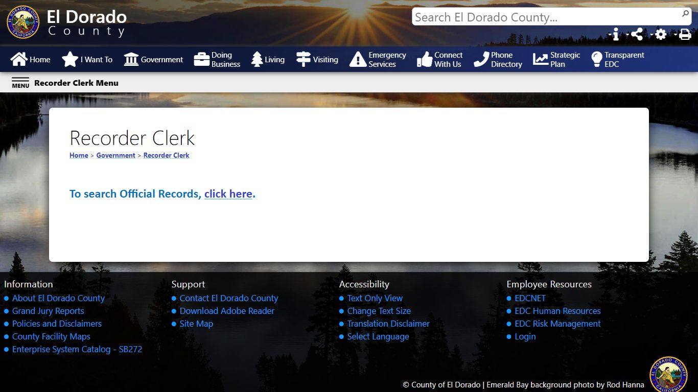 Official Record Search - Home - El Dorado County